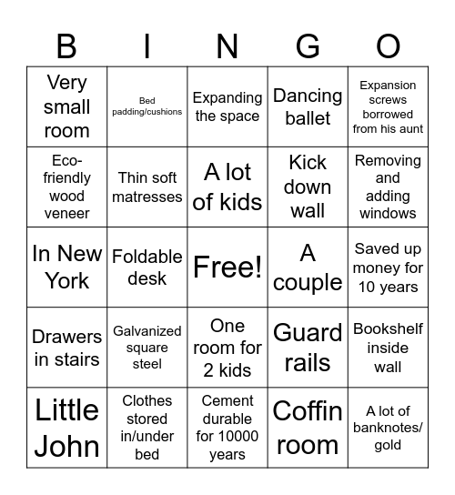 These weird home design videos bingo Card