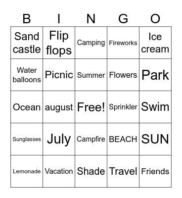 Summer BINGO Card