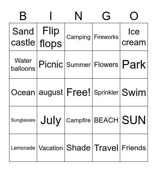 Summer BINGO Card