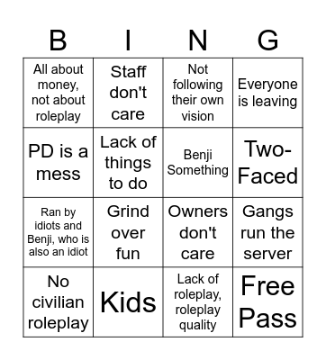 UG Leaver Bingo Card