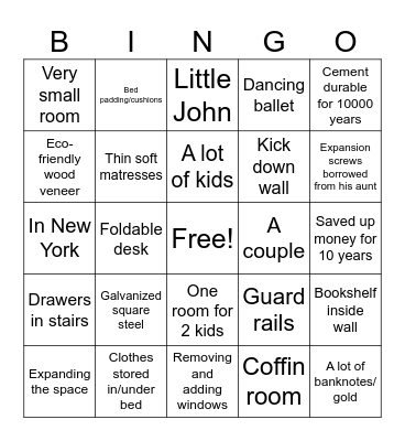 The home design videos bingo Card