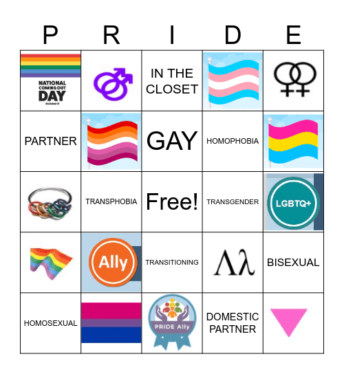 PRIDE Ally BINGO Card