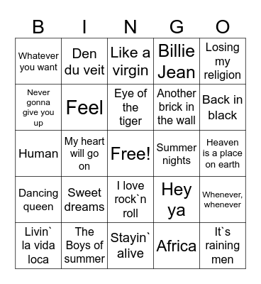 Musikk Bingo Card