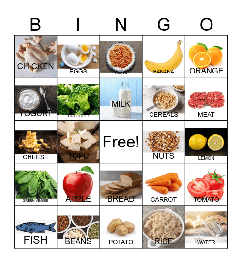 HEALTHY FOOD Bingo Card