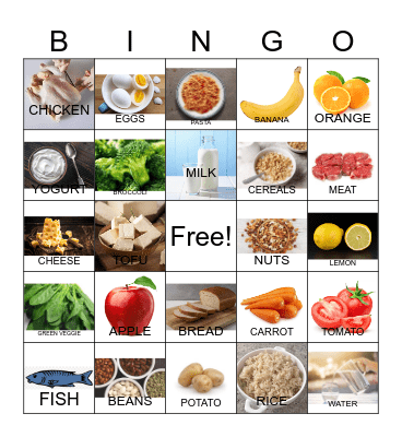 HEALTHY FOOD Bingo Card