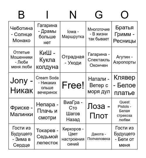 ЧатДевчатБинго Bingo Card