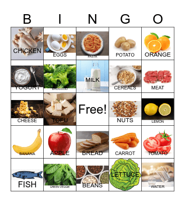 HEALTHY FOOD Bingo Card