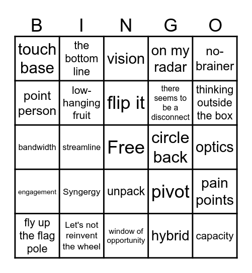 JSB Lingo Bingo Card