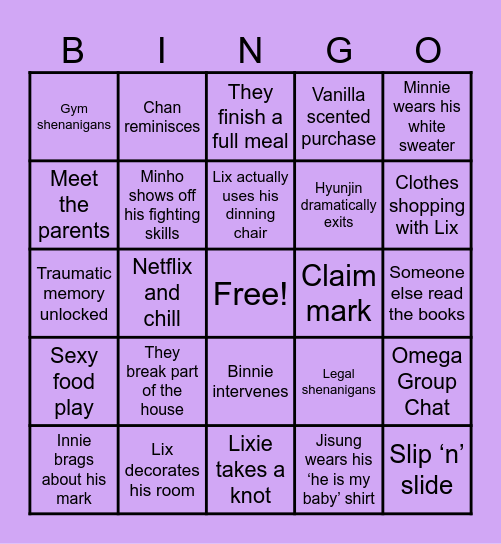EIF 56-60 Bingo Card