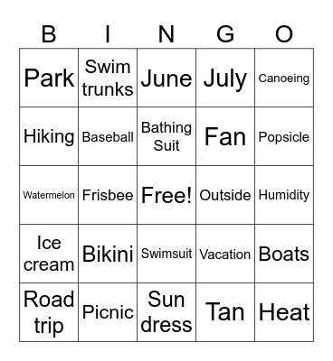 Summer Bingo Card