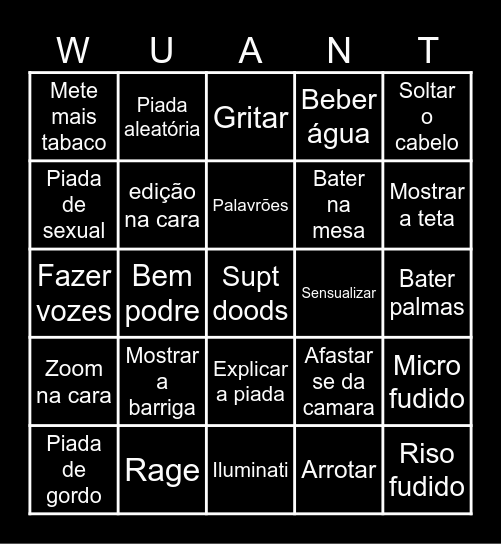 Wuant Bingo Card