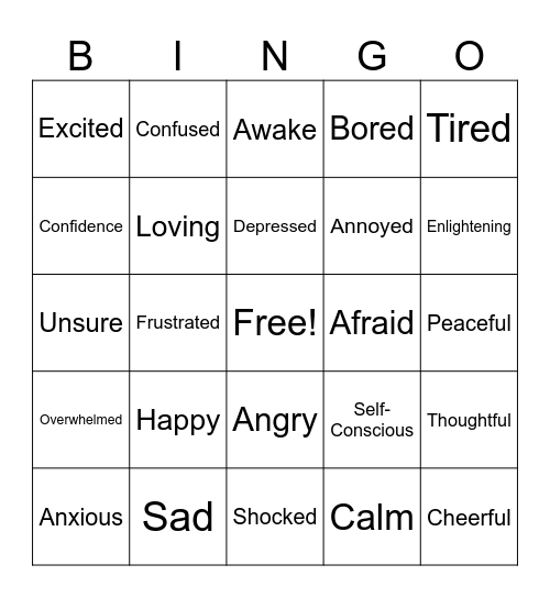 Music and Emotions Bingo Card