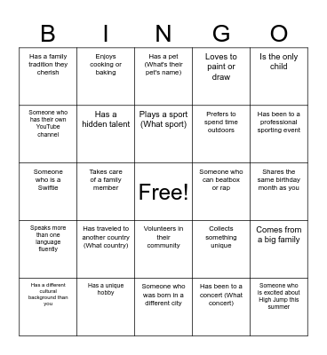 Get To Know Your POD Mates Bingo Card