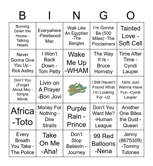 80's Music Bingo with Nate Sacks! Bingo Card