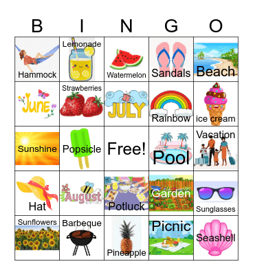 Summertime Bingo Card