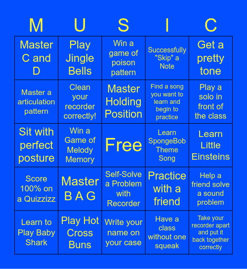 Recorder Bingo Card