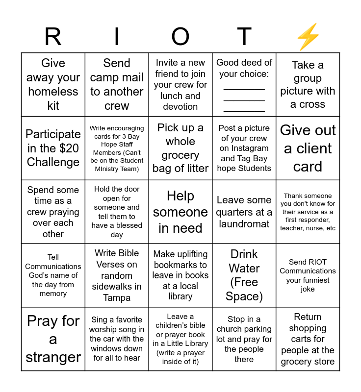 riot bingo Card