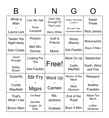 Family Affair Mix Bingo Card