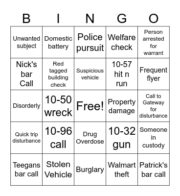 Granite Bingo Card