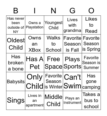 Who are you? Bingo Card