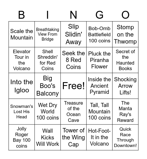 SM64 0xA challenge Bingo Card