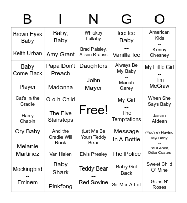 Bingo Is For Babies Bingo Card