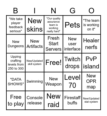 June Announcement Bingo Card