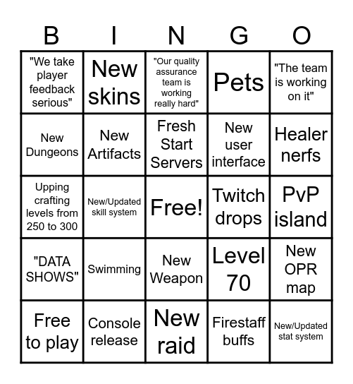 June Announcement Bingo Card