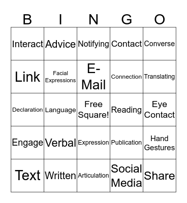 Communication Bingo Card