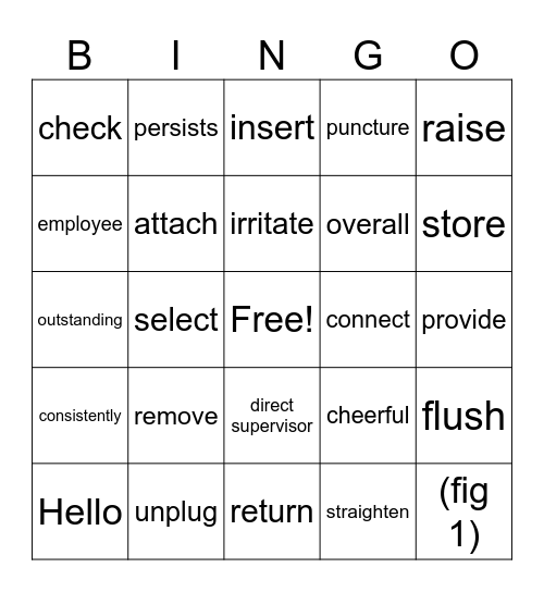 Synonym Bingo CASAS Instructions Bingo Card
