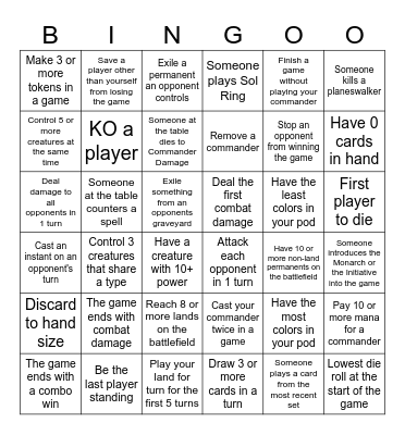 Luke's Gauntlet Bingo Card