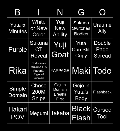 JJK262 Bingo Card