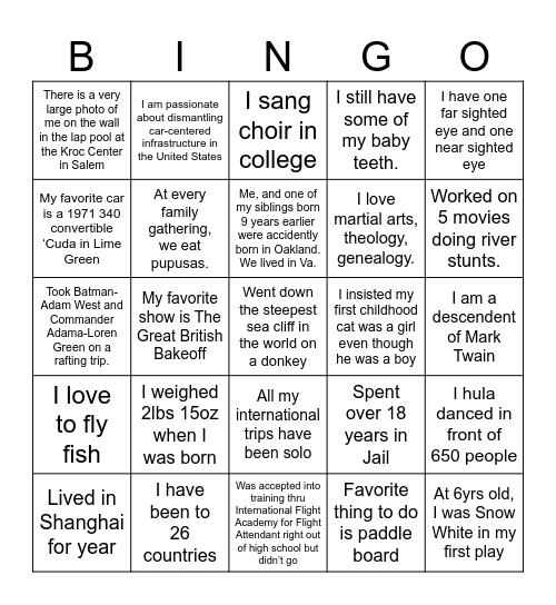 Bend WSO BINGO Card