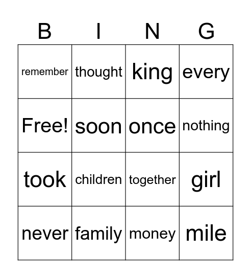 High-Frequency Words_Week 1 Bingo Card