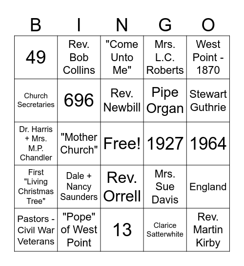 FBC Bingo Card