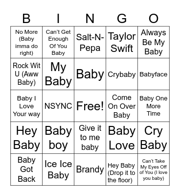Baby Bingo Card
