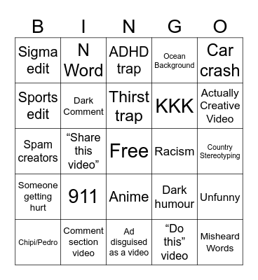 Insta Reels Bingo Card