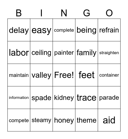 Week 2 T. BINGO Card