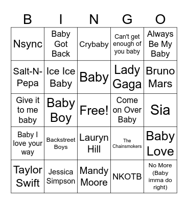 Baby Bingo Card