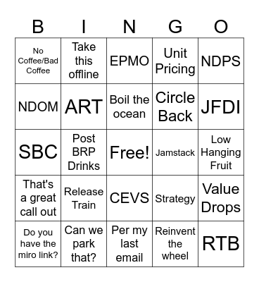 BRP BINGO Card