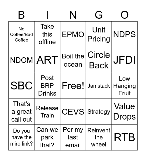 BRP BINGO Card