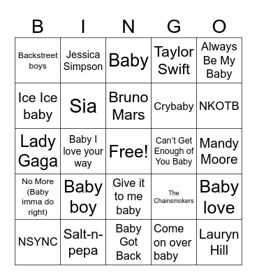 Baby Bingo Card