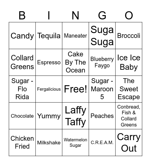 Who's Hungry? Bingo Card