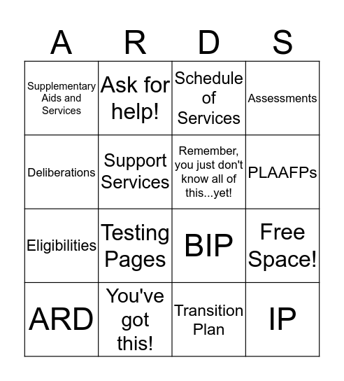 ARD BINGO Card