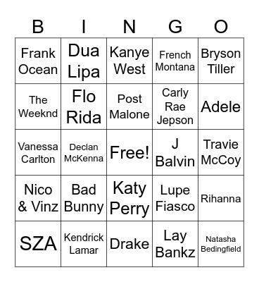 Artist Round! Bingo Card