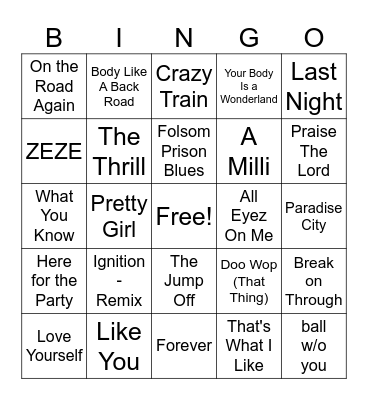 Jailhouse Blues Bingo Card