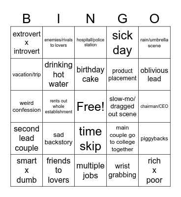 C/K drama bingo Card