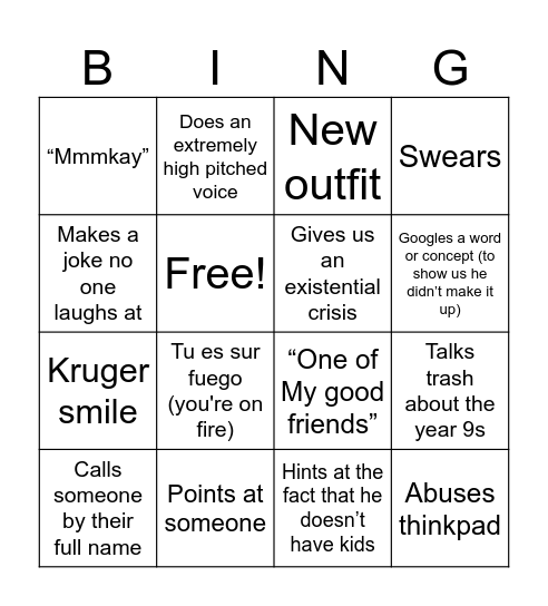 Bosco Bingo! Bingo Card