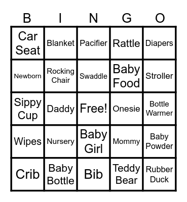 Baby Bingo Card