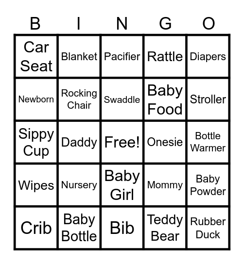 Baby Bingo Card